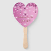 Elegante Hot Pink Glitter Drip Bachelorette Handwaaier (Voorkant)