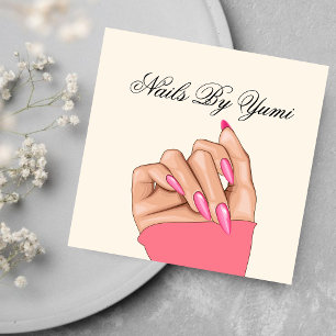 Elegante Hot Pink Nails Artiest Vierkante Visitekaartje