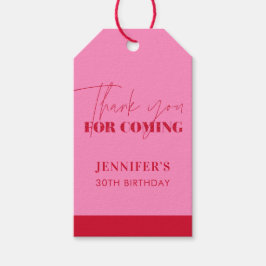 Elegante Hot Pink Red Glitter Verjaardag Bedankt Cadeaulabel