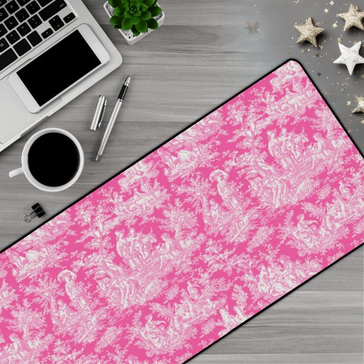 Elegante  hot pink toile de jouy bureaumat