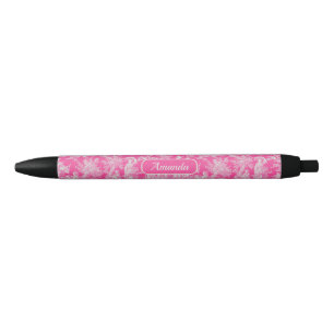 Elegante hot pink toile de jouy zwarte inkt pen
