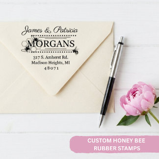 Elegante Houtbiefamilie Retouradresstempel Rubberstempel
