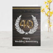 Elegante Houten 40e Huwelijksverjaardag Kaart (Gele Bloem)