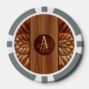 Elegante houtinlegstijl luxe op maat gemaakte mono poker chips