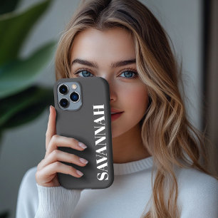 Elegante houtskool gepersonaliseerde naam eenvoudi iPhone 13 pro max hoesje