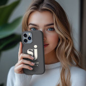 Elegante houtskool monogram initialen iPhone hoesje