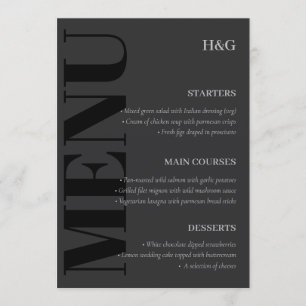 Elegante Houtskool Typografie Monogram Bruiloft Me Menu