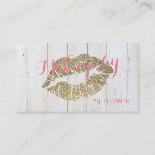 Elegante houtstructuur, Glitterende lippen Visitekaartje