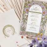 Élégante huile d'or Faire-part de mariage Art Nouv<br><div class="desc">Invitation vos invités à célébrer votre mariage avec cette invitation magnifiquement inspirée de l'Art Nouveau. Dotée de motifs floraux complexes et de lignes gracieuses qui rappellent les motifs classiques d'Alphonse Mucha, cette invitation est mise en valeur par de luxueux motifs dorés. L'avant présente une combinaison époustouflante de teintes lavande, verte...</div>