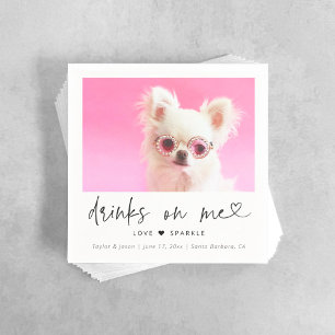 Elegante huisdier foto hond huwelijksfeest Drank Servet