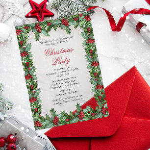 Elegante Hulst en Bessen Frame Kerstfeest Acryl Uitnodigingen