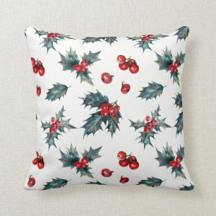 Elegante Hulstbes Kerst Winterbessen Rustiek Kussen