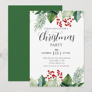 Elegante Hulstbes Kerstfeest Uitnodiging