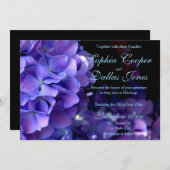 Elegante humeurige paarse zwarte bloemenbruiloft kaart (Voorkant / Achterkant)