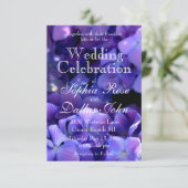 Elegante humeurige paarse zwarte bloemenbruiloft kaart (Staand voorkant)