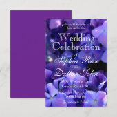 Elegante humeurige paarse zwarte bloemenbruiloft kaart (Voorkant / Achterkant)