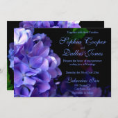 Elegante humeurige paarse zwarte bloemenbruiloft kaart (Voorkant / Achterkant)