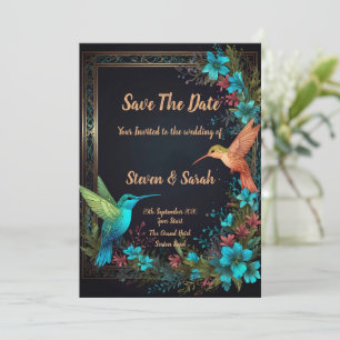 Elegante Hummingbird & Floral bruiloft uitnodiging