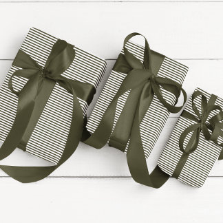 Elegante Hunter groen en wit dun gestreept Cadeaupapier