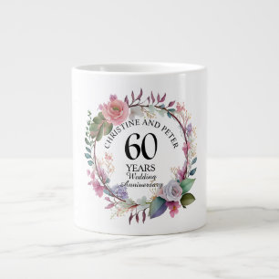 Elegante Huwelijk Jubileum (60) Bloemige Trouwdag Extra Grote Beker
