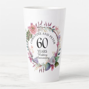 Elegante Huwelijk Jubileum (60) Bloemige Trouwdag Latte Mok