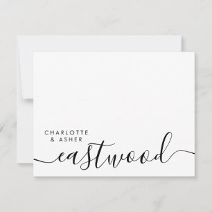 Elegante Huwelijk Script Monogram Notitiekaartje