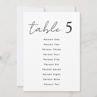 Elegante Huwelijks Tafel Nummers Script Zitplaatse Kaart