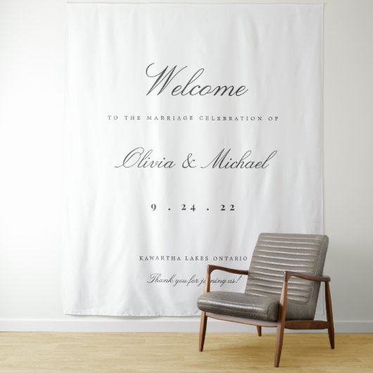 Elegante huwelijks-welkomst aangepaste achtergrond wandkleed (In situ)