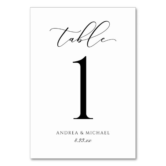 Elegante Huwelijkscalligrafie Script Tafelnummer (Voorkant)