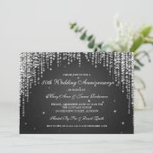 Elegante huwelijksjubileum Nacht Dazzle Zwart Kaart (Staand voorkant)