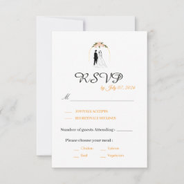 Elegante Huwelijksreactiekaart met Script RSVP Kaartje