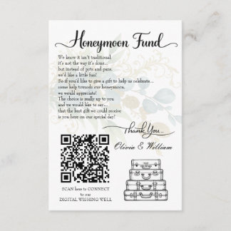 Elegante huwelijksreis-huwelijksgeschenk QR-code r Informatiekaartje