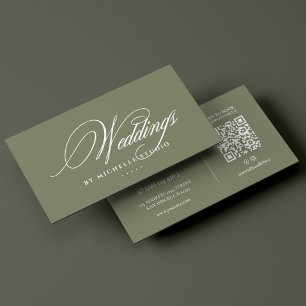 Elegante Huwelijkstaart Decorateur Monogram Sage Visitekaartje