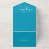 Elegante huwelijksuitnodiging, Aqua All-in-One All In One Uitnodiging (Buitenkant)