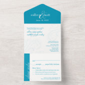 Elegante huwelijksuitnodiging, Aqua All-in-One All In One Uitnodiging (Binnen)