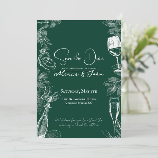 Elegante huwelijksuitnodiging Bewaar de datum Kaar Save The Date (Staand voorkant)