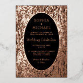Elegante huwelijksuitnodiging Foto Botanische blad Folie Feestdagenkaart (Voorkant)