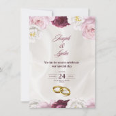 Elegante huwelijksuitnodiging – klassiek en romant kaart (Voorkant)