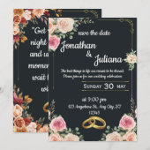 elegante huwelijksviering floral uitnodiging (Voorkant / Achterkant)