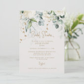 Elégante Hydrangea Beige Bridal Shower Invitation (Debout devant)