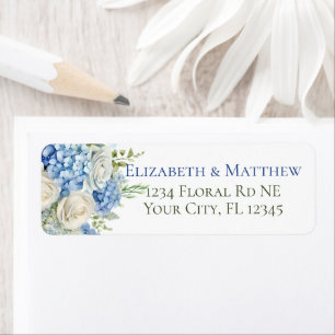 Elegante Hydrangea Bloemen Witte Rozen Adres Etiket