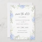 Elegante Hydrangea Bloemige Bruiloft Save The Date (Voorkant)