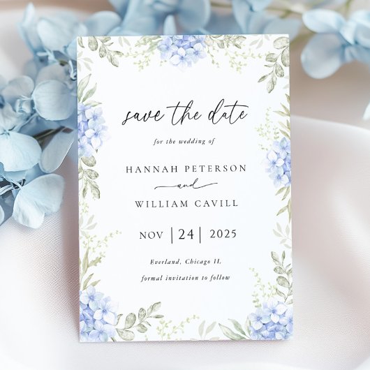 Elegante Hydrangea Bloemige Bruiloft Save The Date