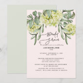 Elegante Hydrangea Blush & Mint Vrijgezellenfeest Kaart (Voorkant / Achterkant)