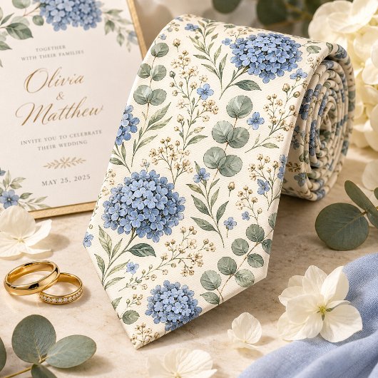 Elegante Hydrangea & Eucalyptus Bruiloft Stropdas
