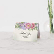 Elegante Hydrangea Pioen Huwelijk Bedankt Vouwkaar