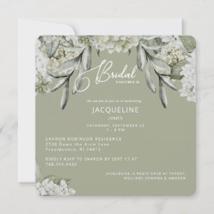 Elegante Hydrangea Sage Bruidsdouche Kaart