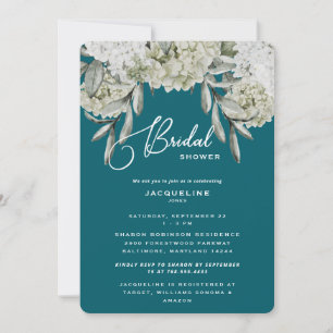 Elegante Hydrangea Turquoise Afgeronde Bruidsdouch Kaart