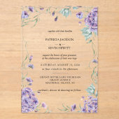 Elegante Hydrangea Waterverf Bloemenbruiloft Acryl Uitnodigingen (Voorkant)