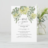 Elegante Hydrangea Witte Bruiloftsuitnodiging Kaart (Staand voorkant)